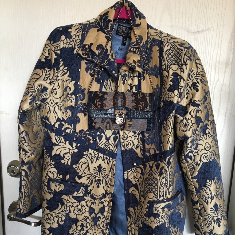 Sharif brocade coat with matching clutch